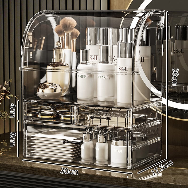 Ράφι αποθήκευσης καλλυντικών για γραφείο – πλαστικό, ανθεκτικό στη σκόνη, μεγάλη χωρητικότητα, οργάνωση περιποίησης δέρματος, κραγιόν και μάσκες