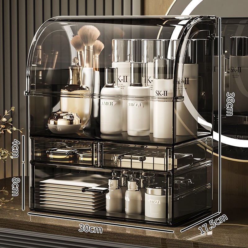 Ράφι αποθήκευσης καλλυντικών για γραφείο – πλαστικό, ανθεκτικό στη σκόνη, μεγάλη χωρητικότητα, οργάνωση περιποίησης δέρματος, κραγιόν και μάσκες
