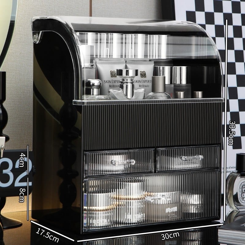 Ράφι αποθήκευσης καλλυντικών για γραφείο – πλαστικό, ανθεκτικό στη σκόνη, μεγάλη χωρητικότητα, οργάνωση περιποίησης δέρματος, κραγιόν και μάσκες