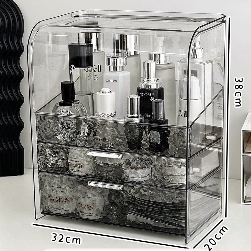 Ράφι αποθήκευσης καλλυντικών για γραφείο – πλαστικό, ανθεκτικό στη σκόνη, μεγάλη χωρητικότητα, οργάνωση περιποίησης δέρματος, κραγιόν και μάσκες