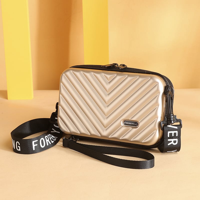 Козметична чанта с твърд корпус, водоустойчива PVC, разширение и цип, модел на райета