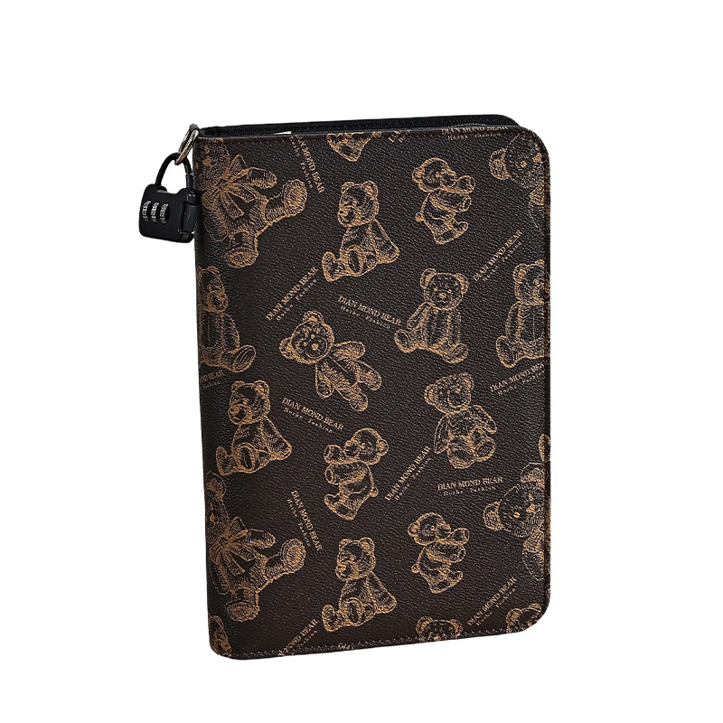 ZIP dokumentu organizators ar lāča motīvu dizainu, PU materiāls, liela ietilpība banknotēm, kartēm un čekiem, logotipa drukāšana pieejama