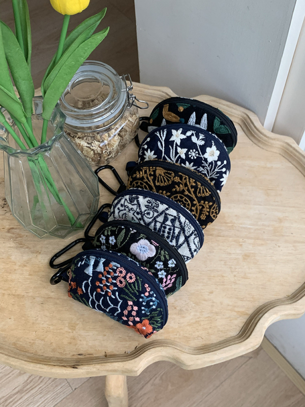 Novčanik za kovanice od pamuka i lana, cvjetni uzorak, gradski minimalistički stil, prozračan materijal