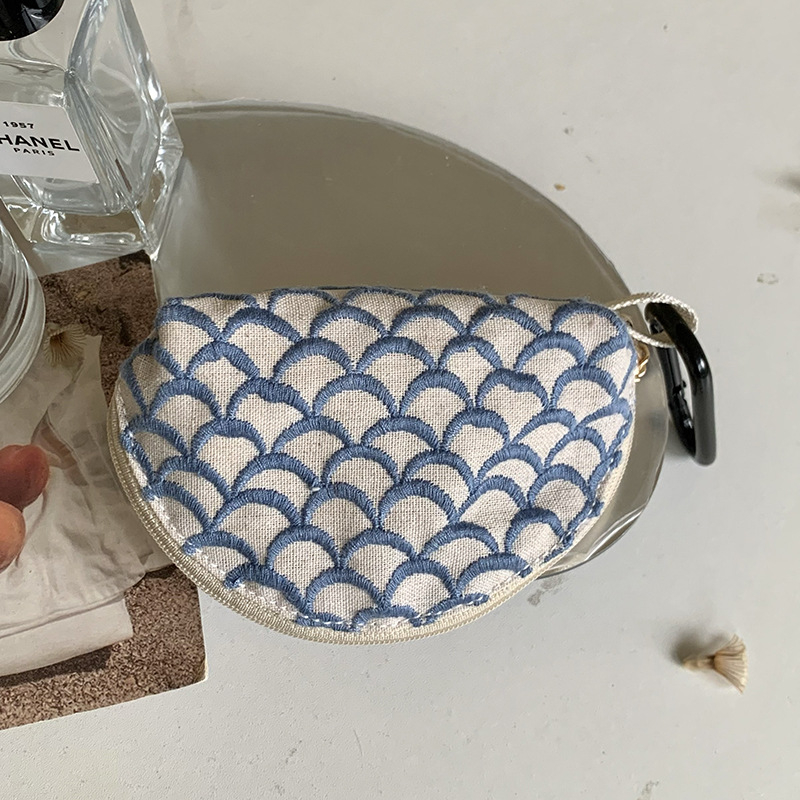 Novčanik za kovanice od pamuka i lana, cvjetni uzorak, gradski minimalistički stil, prozračan materijal