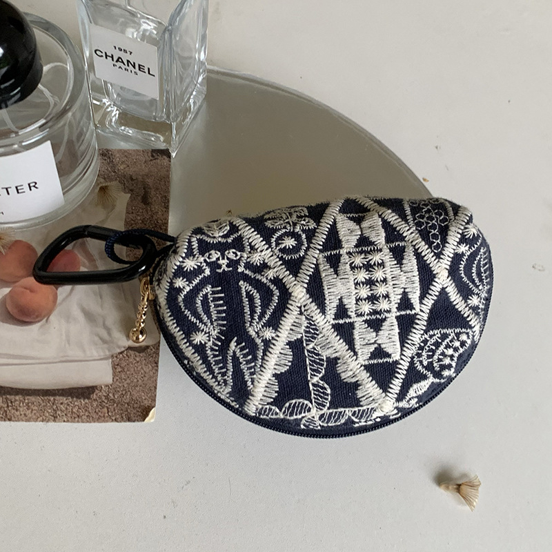 Novčanik za kovanice od pamuka i lana, cvjetni uzorak, gradski minimalistički stil, prozračan materijal