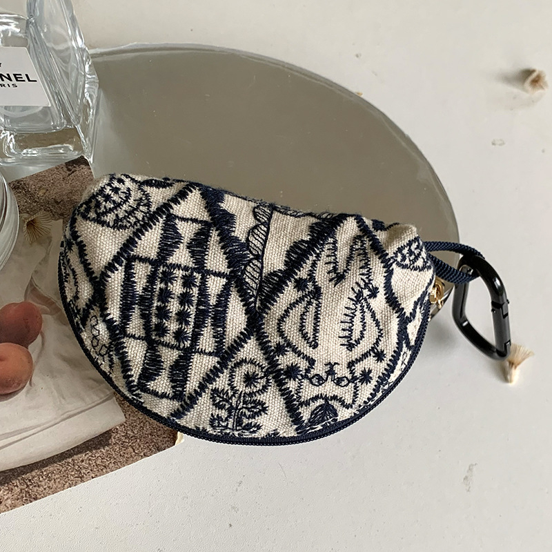 Novčanik za kovanice od pamuka i lana, cvjetni uzorak, gradski minimalistički stil, prozračan materijal