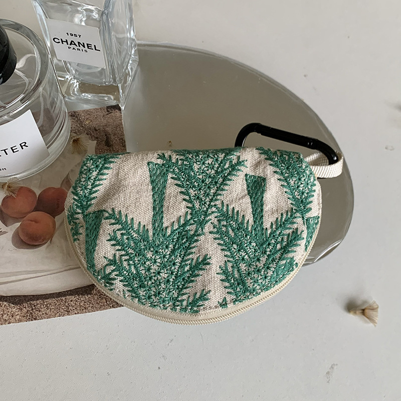 Novčanik za kovanice od pamuka i lana, cvjetni uzorak, gradski minimalistički stil, prozračan materijal