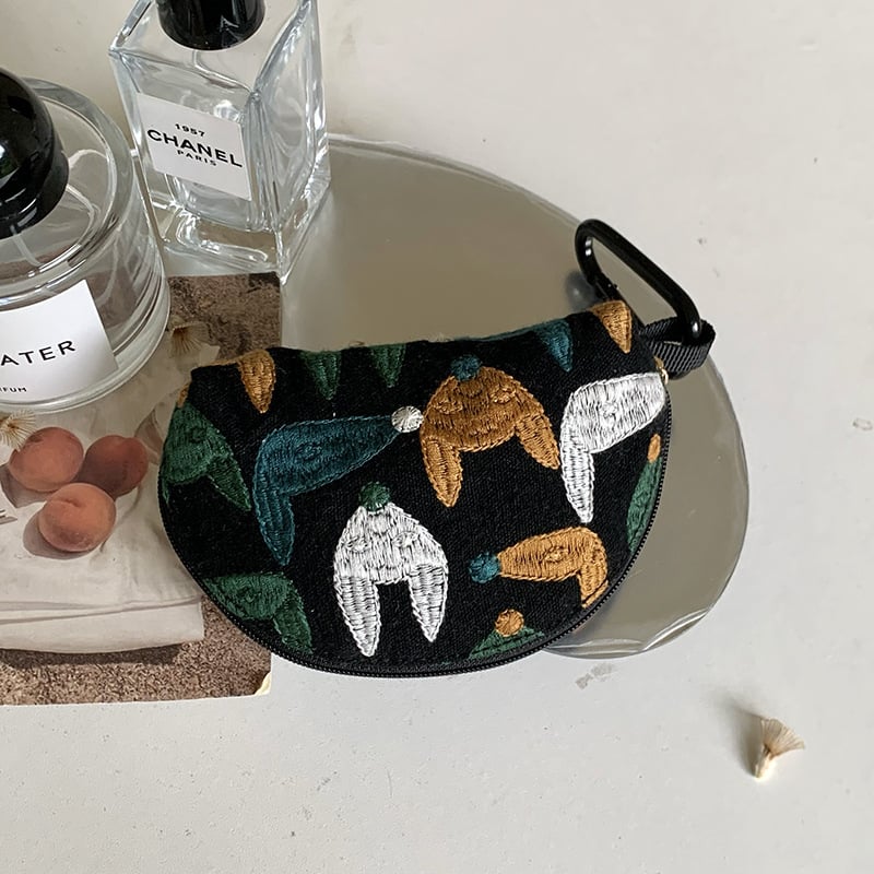 Novčanik za kovanice od pamuka i lana, cvjetni uzorak, gradski minimalistički stil, prozračan materijal