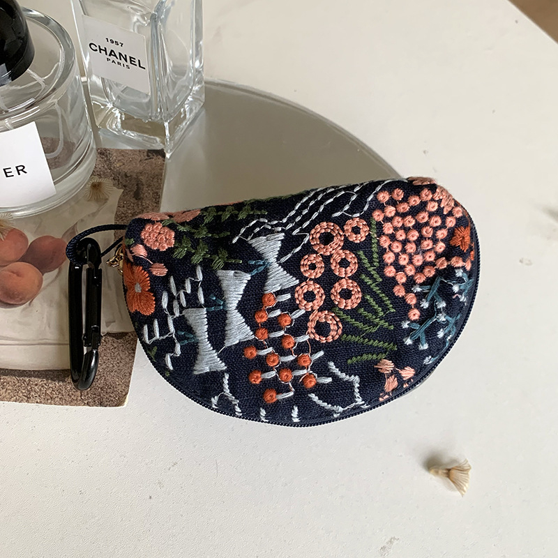 Novčanik za kovanice od pamuka i lana, cvjetni uzorak, gradski minimalistički stil, prozračan materijal