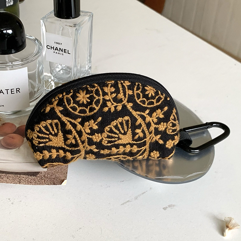 Novčanik za kovanice od pamuka i lana, cvjetni uzorak, gradski minimalistički stil, prozračan materijal