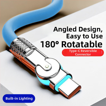 Griežams Android ātrās uzlādes kabelis ar LED 240W, piemērots Huawei, Honor, Xiaomi un ViOP spēļu tālruņiem