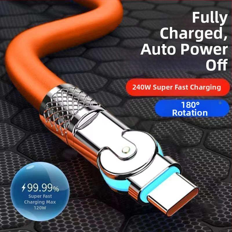 Griežams Android ātrās uzlādes kabelis ar LED 240W, piemērots Huawei, Honor, Xiaomi un ViOP spēļu tālruņiem