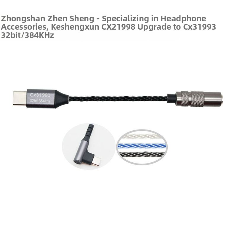 USB-C na 3,5 mm digitálny audiokábel, strieborné potiahnuté meď, proces striebrovania, vhodný pre slúchadlá a AUX auto linku, model Kexin CX21998 Upgrade 31993