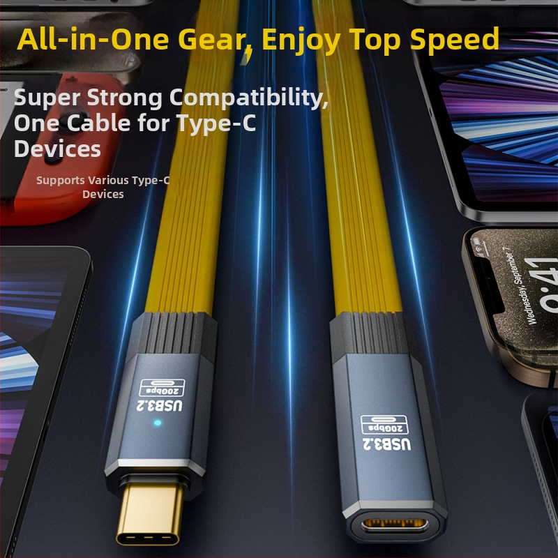 USB-C adatkábél, férfi–női, 20Gbps átviteli sebesség, USB 3.1 gyors töltés, modell CF/CM-3.2-BX, One Core Industrial