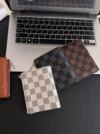 Monogram novčanik za kartice sa zatvaračem, unisex PU materijal, Trendy Brand, za više kartica, proljeće 2025