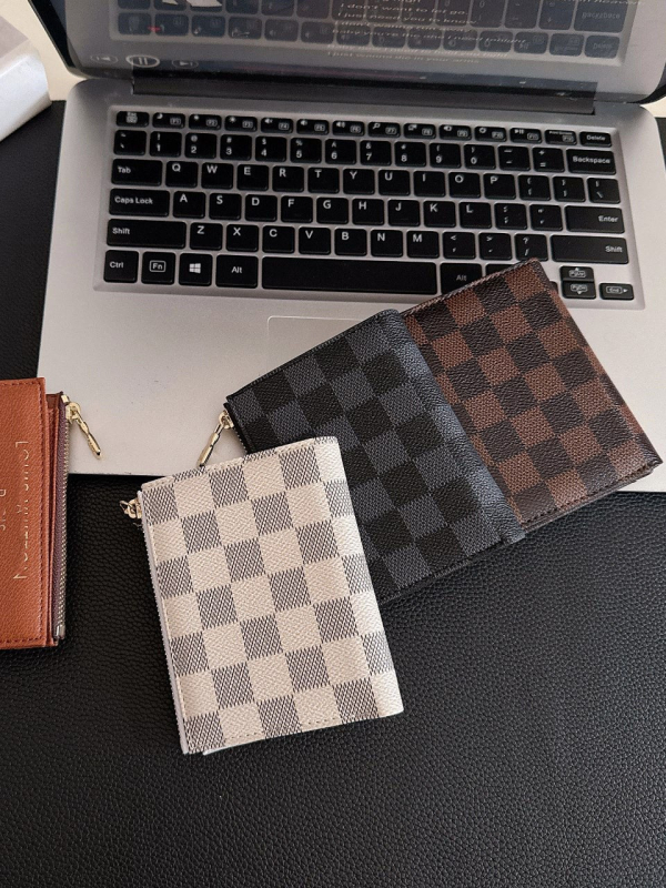 Monogram novčanik za kartice sa zatvaračem, unisex PU materijal, Trendy Brand, za više kartica, proljeće 2025