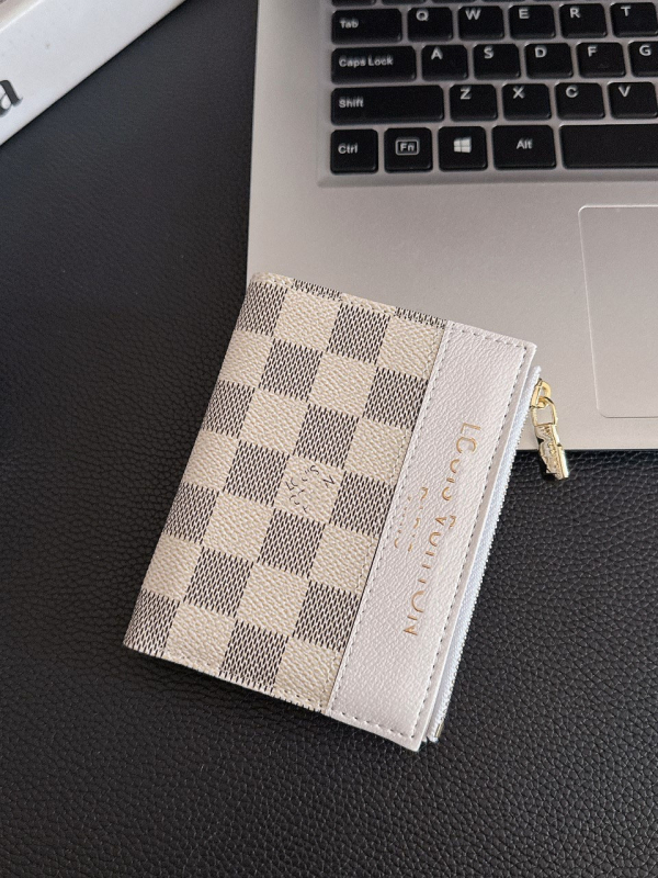 Monogram novčanik za kartice sa zatvaračem, unisex PU materijal, Trendy Brand, za više kartica, proljeće 2025