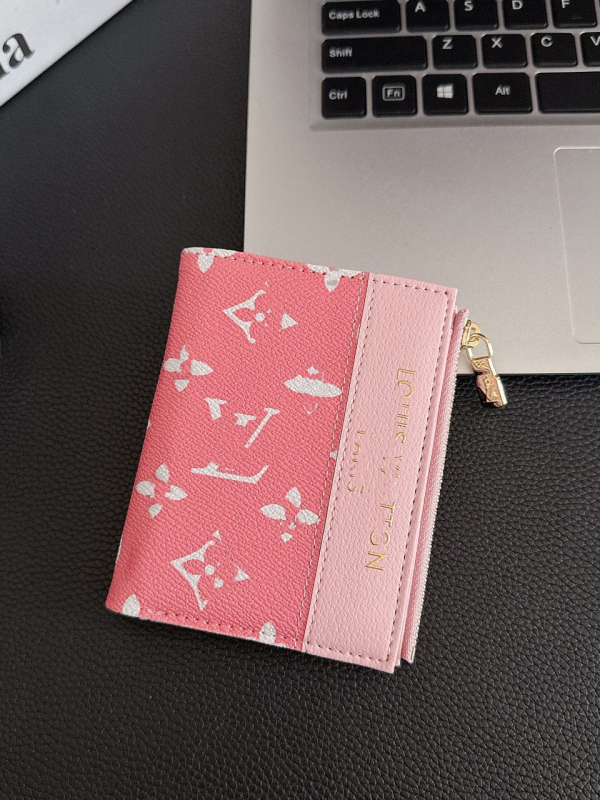 Monogram novčanik za kartice sa zatvaračem, unisex PU materijal, Trendy Brand, za više kartica, proljeće 2025
