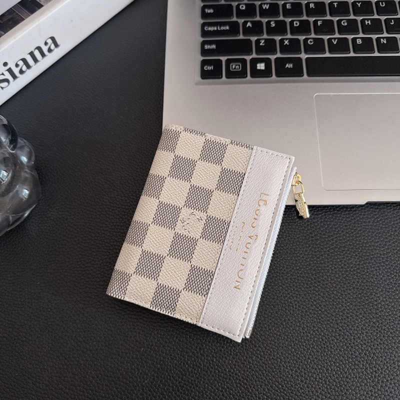 Monogram novčanik za kartice sa zatvaračem, unisex PU materijal, Trendy Brand, za više kartica, proljeće 2025