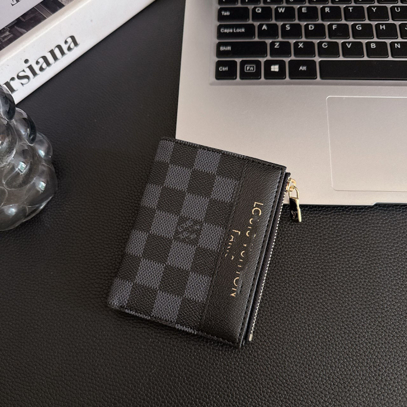 Monogram novčanik za kartice sa zatvaračem, unisex PU materijal, Trendy Brand, za više kartica, proljeće 2025