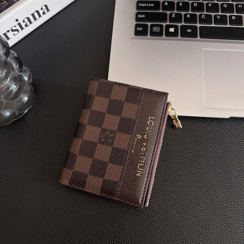Monogram novčanik za kartice sa zatvaračem, unisex PU materijal, Trendy Brand, za više kartica, proljeće 2025