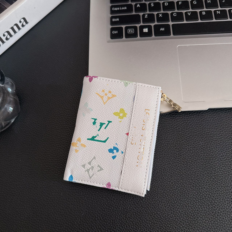 Monogram novčanik za kartice sa zatvaračem, unisex PU materijal, Trendy Brand, za više kartica, proljeće 2025