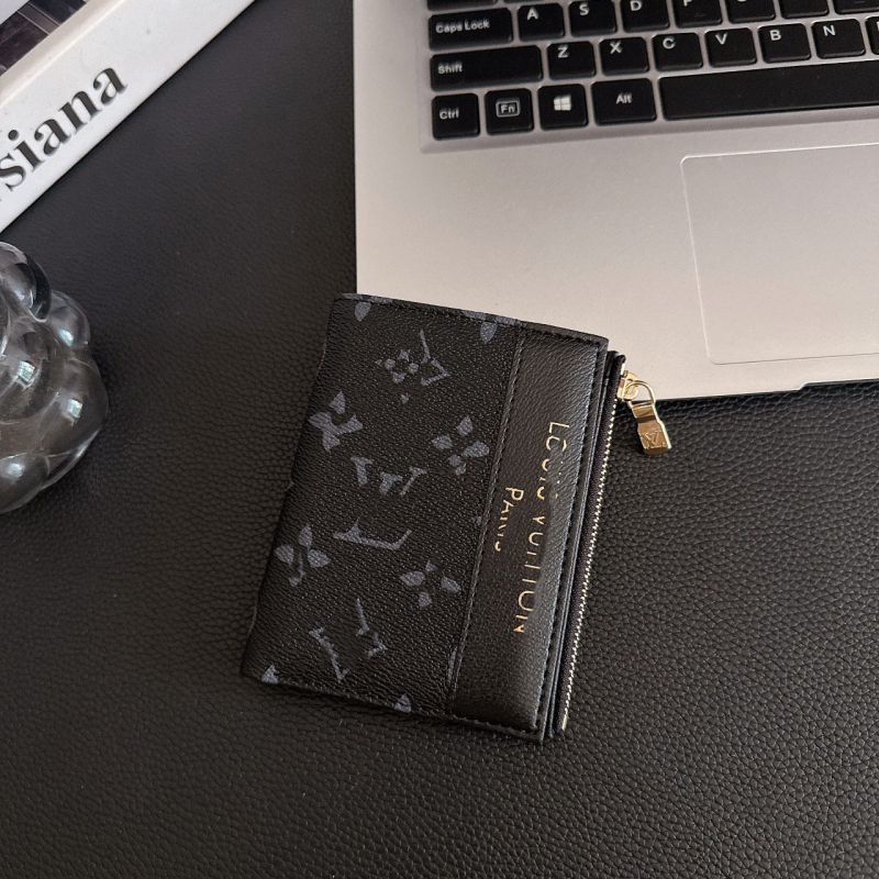 Monogram novčanik za kartice sa zatvaračem, unisex PU materijal, Trendy Brand, za više kartica, proljeće 2025