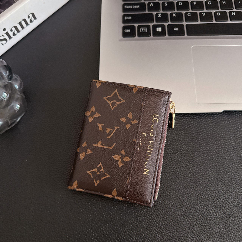 Monogram novčanik za kartice sa zatvaračem, unisex PU materijal, Trendy Brand, za više kartica, proljeće 2025
