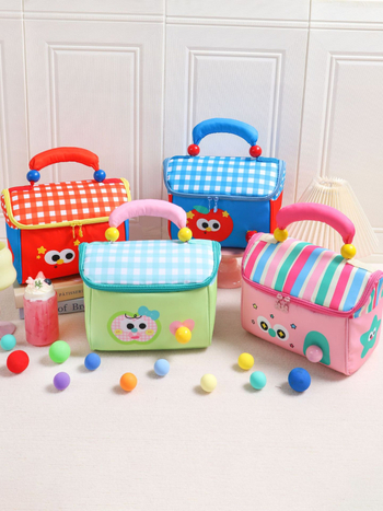 Изолирана чанта за обяд във форма на домче с детски карикатурен принт; Oxford плат; с цип за затваряне; подплата за изолация