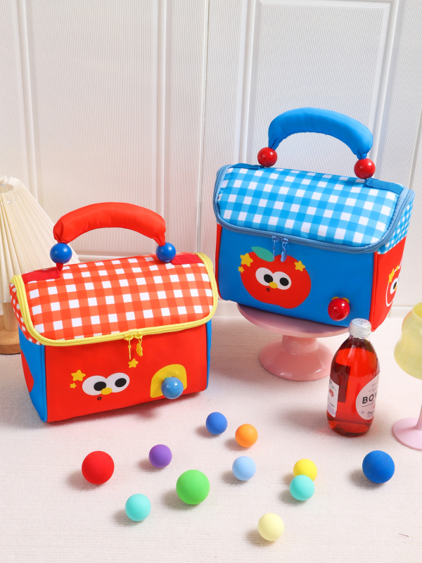 Изолирана чанта за обяд във форма на домче с детски карикатурен принт; Oxford плат; с цип за затваряне; подплата за изолация