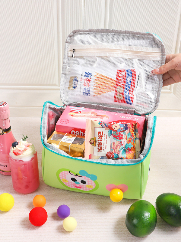 Изолирана чанта за обяд във форма на домче с детски карикатурен принт; Oxford плат; с цип за затваряне; подплата за изолация