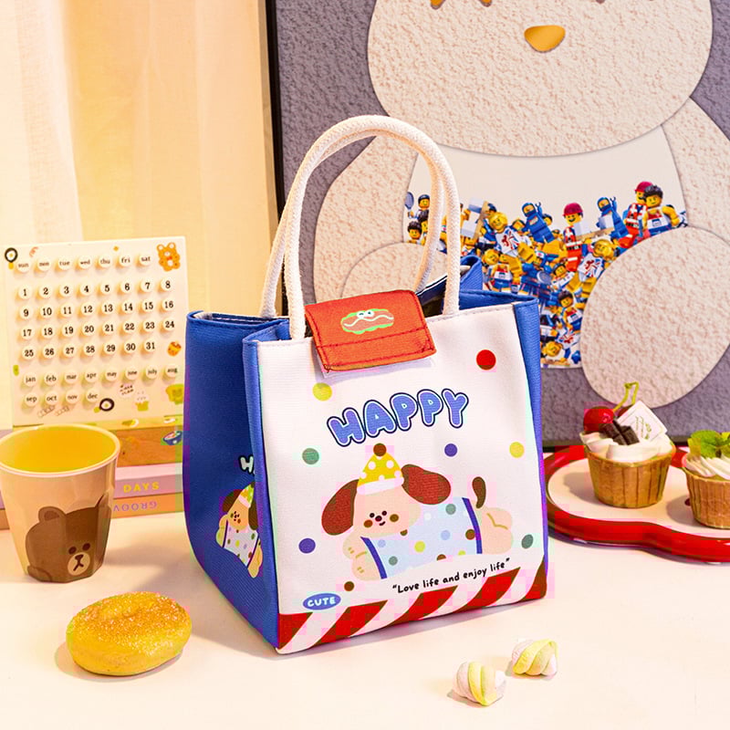 Изолирана чанта за обяд във форма на домче с детски карикатурен принт; Oxford плат; с цип за затваряне; подплата за изолация