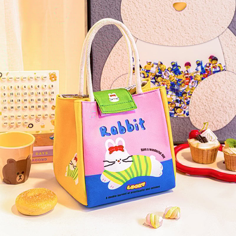 Изолирана чанта за обяд във форма на домче с детски карикатурен принт; Oxford плат; с цип за затваряне; подплата за изолация