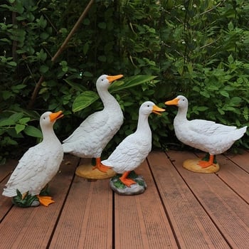 Kerti kacsa díszfigura gyantából, kültéri dekoráció, pásztor-stílus, időjárásálló