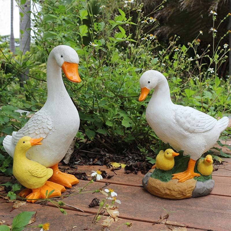 Kerti kacsa díszfigura gyantából, kültéri dekoráció, pásztor-stílus, időjárásálló
