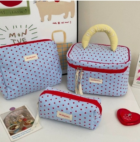 Šminka torbica u korejskom stilu s velikim kapacitetom, lagana putna torbica za kozmetiku, tijelo od pamuka, podstava od najlona, za žene