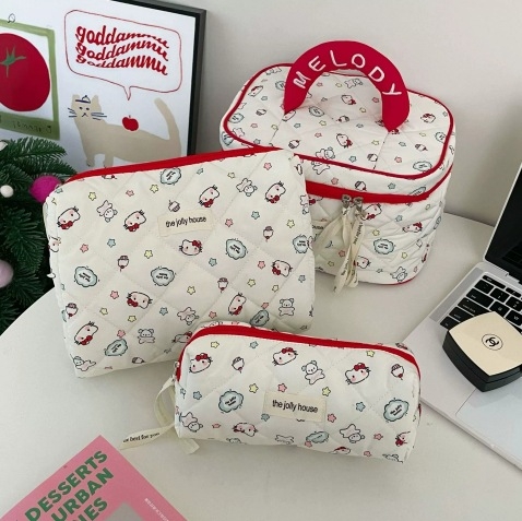 Šminka torbica u korejskom stilu s velikim kapacitetom, lagana putna torbica za kozmetiku, tijelo od pamuka, podstava od najlona, za žene