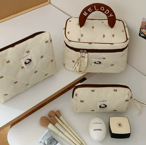 Šminka torbica u korejskom stilu s velikim kapacitetom, lagana putna torbica za kozmetiku, tijelo od pamuka, podstava od najlona, za žene