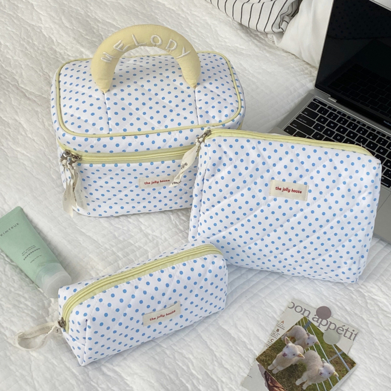 Šminka torbica u korejskom stilu s velikim kapacitetom, lagana putna torbica za kozmetiku, tijelo od pamuka, podstava od najlona, za žene