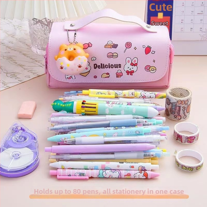 HCYWX trostruko Oxford etui za olovke, velika kapaciteta, unisex, ručno crtani stil, težina 120 g