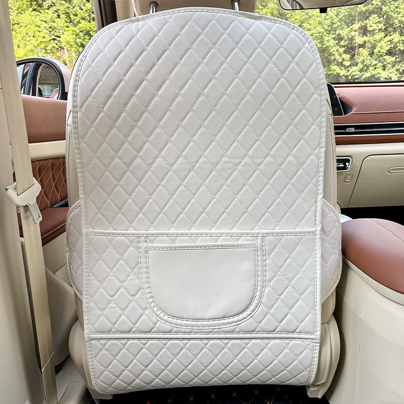 Δερμάτινο προστατευτικό κάλυμμα πίσω καθίσματος αυτοκινήτου κατά των κλωτσιών για παιδιά, κατάλληλο για όλες τις εποχές, γέμισμα βαμβάκι, μοτίβο Σύννεφο-λουλούδι με φιόγκο