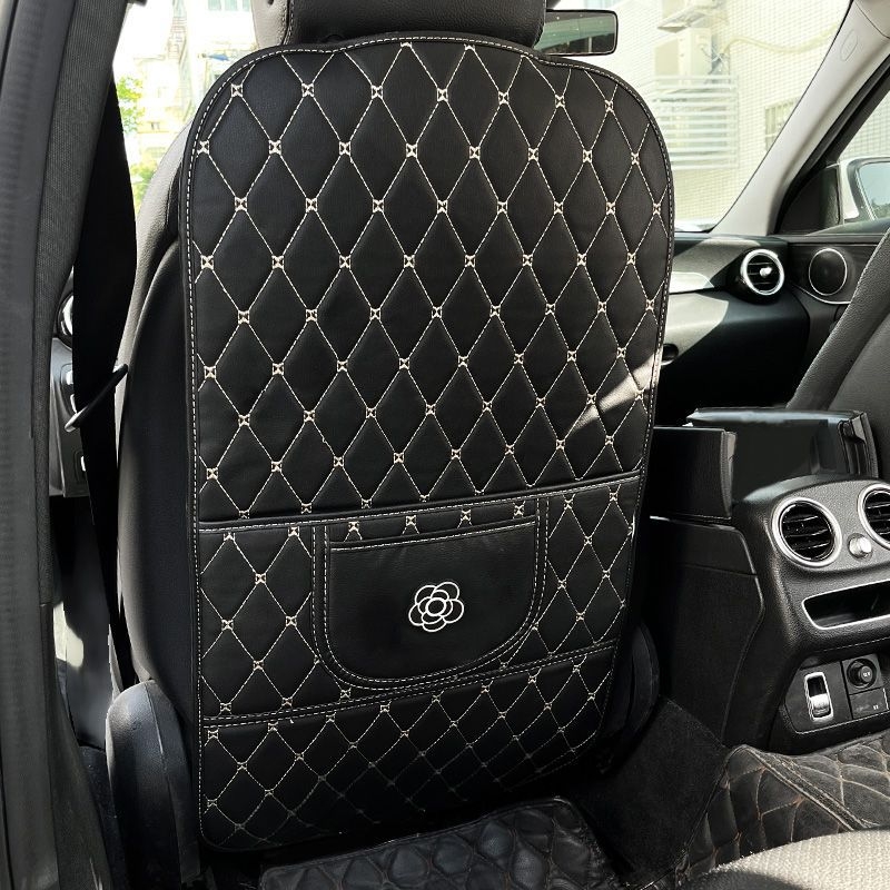 Δερμάτινο προστατευτικό κάλυμμα πίσω καθίσματος αυτοκινήτου κατά των κλωτσιών για παιδιά, κατάλληλο για όλες τις εποχές, γέμισμα βαμβάκι, μοτίβο Σύννεφο-λουλούδι με φιόγκο