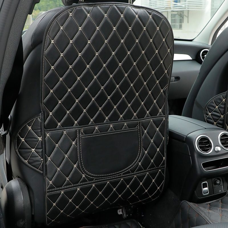 Δερμάτινο προστατευτικό κάλυμμα πίσω καθίσματος αυτοκινήτου κατά των κλωτσιών για παιδιά, κατάλληλο για όλες τις εποχές, γέμισμα βαμβάκι, μοτίβο Σύννεφο-λουλούδι με φιόγκο