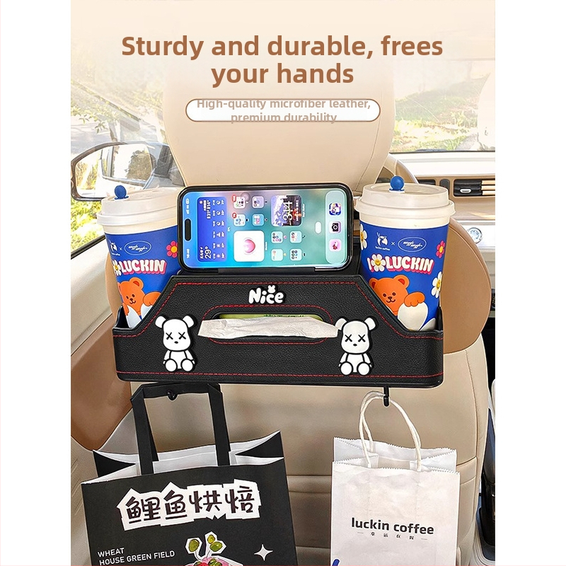 Οργανωτής πίσω καθίσματος με θήκη για ποτήρι και θήκη χαρτοπετσέτας — κατάλληλος για όλα τα αυτοκίνητα, κρεμάμενος, ανθεκτικός