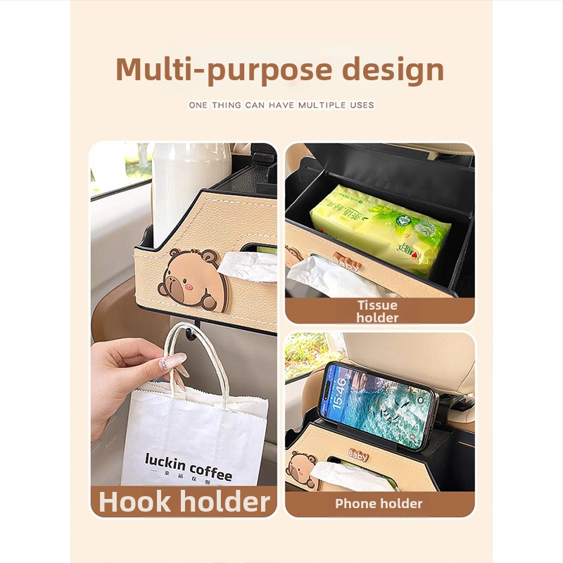 Οργανωτής πίσω καθίσματος με θήκη για ποτήρι και θήκη χαρτοπετσέτας — κατάλληλος για όλα τα αυτοκίνητα, κρεμάμενος, ανθεκτικός