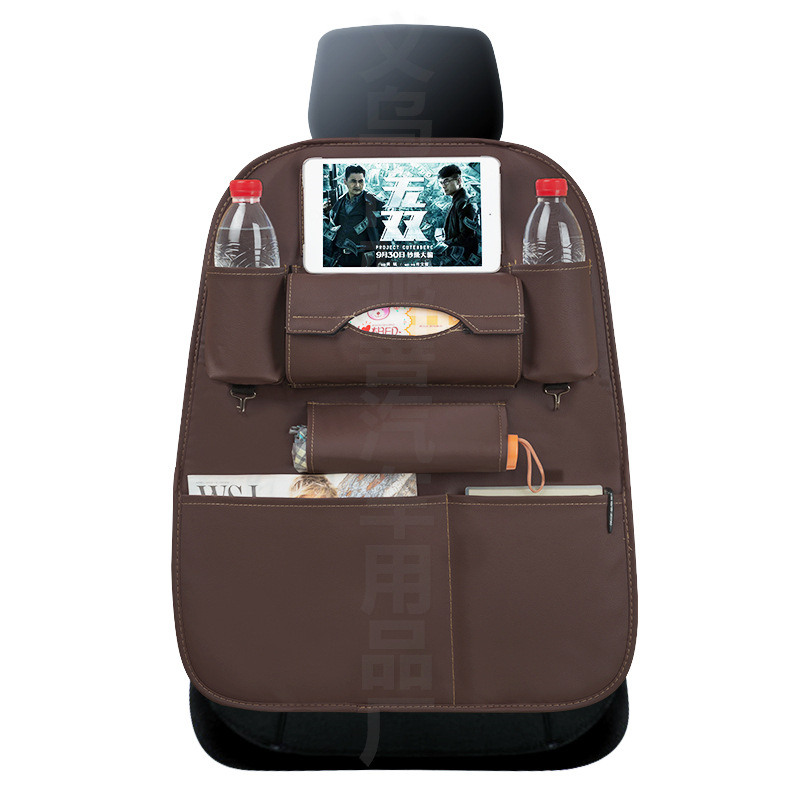 Δερμάτινη τσάντα αποθήκευσης για το πίσω μέρος του καθίσματος αυτοκινήτου με δίσκο, Tray Backpocket στυλ, κρεμαστή τοποθέτηση, προσαρμόσιμη