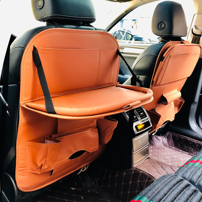 Δερμάτινη τσάντα αποθήκευσης για το πίσω μέρος του καθίσματος αυτοκινήτου με δίσκο, Tray Backpocket στυλ, κρεμαστή τοποθέτηση, προσαρμόσιμη