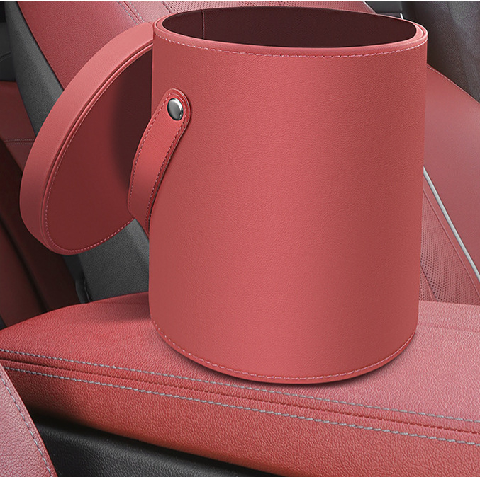Kožni auto kanta za otpad s poklopcem, viseći tip, dimenzije 18×17.3 cm, vodootporan