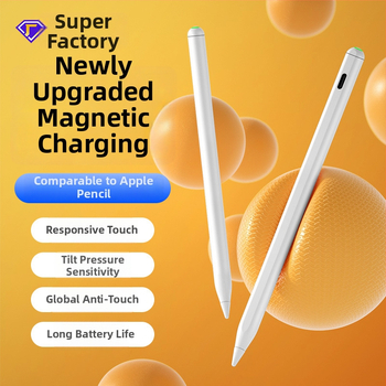 Kapacitivus stylus iPadui su magnetiniu įkrovimu, suderinamas su Apple Pencil 2-osios kartos, plastikinis korpusas, komplektas su laikymo dėžute