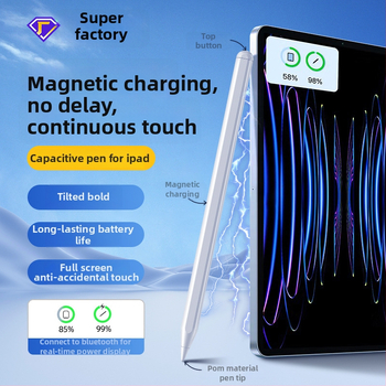 Kapacitivus stylus iPadui su magnetiniu įkrovimu, suderinamas su Apple Pencil 2-osios kartos, plastikinis korpusas, komplektas su laikymo dėžute